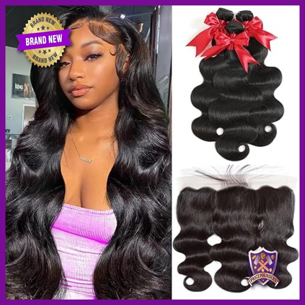 12A Brazilian Virgin Human Hair 3 Bundles with 13x4 HD Lace Frontal